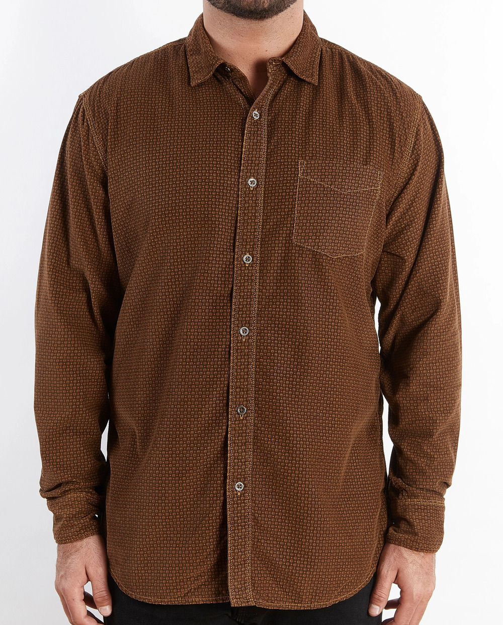 Nicoby Age of Wisdom Brown Vintage Overdyed Corduroy Shirt/20591